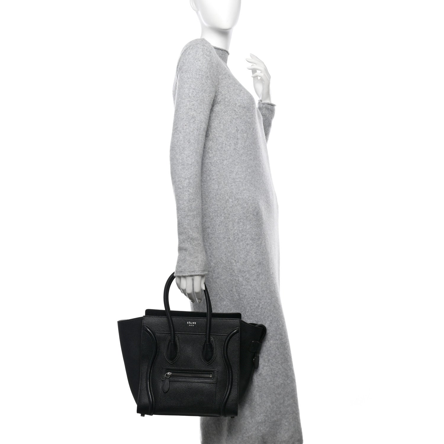 Celine Drummed Calfskin Micro Luggage Black 2 of 11