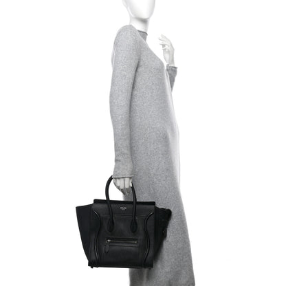 Celine Drummed Calfskin Micro Luggage Black 2 of 11