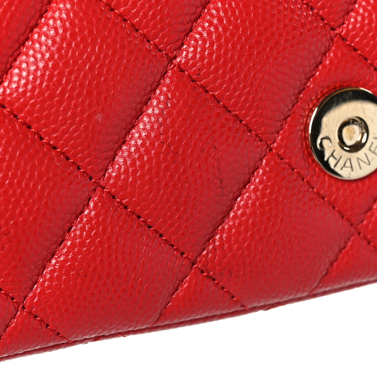 Chanel Caviar Quilted Glasses Case With Chain Red 11 of 11