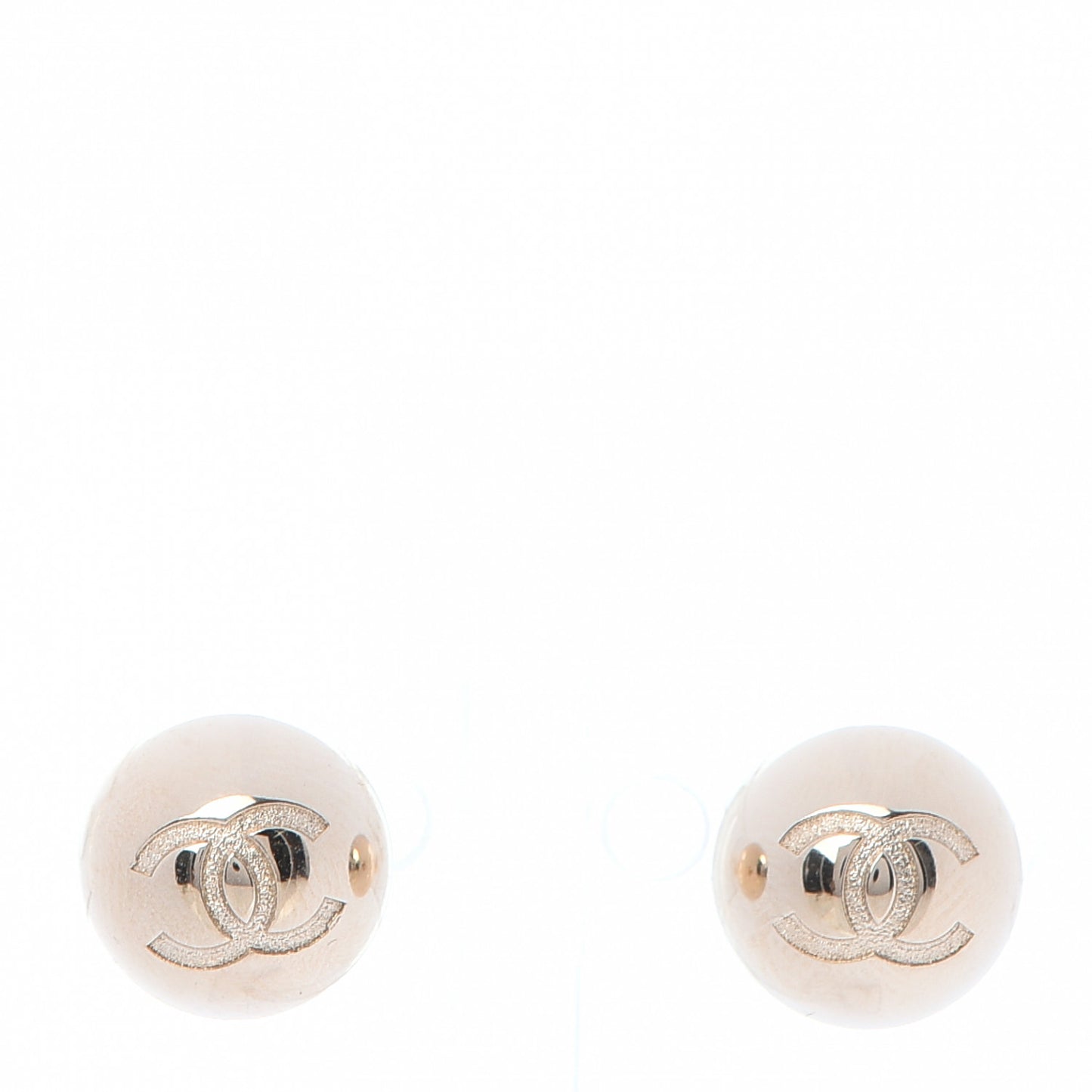 Metal Bead CC Stud Earrings Gold