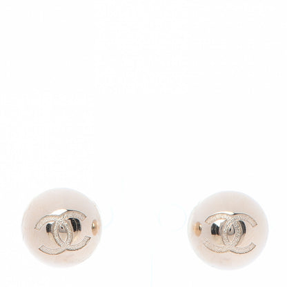 Chanel Metal Bead CC Stud Earrings Gold 1 of 5