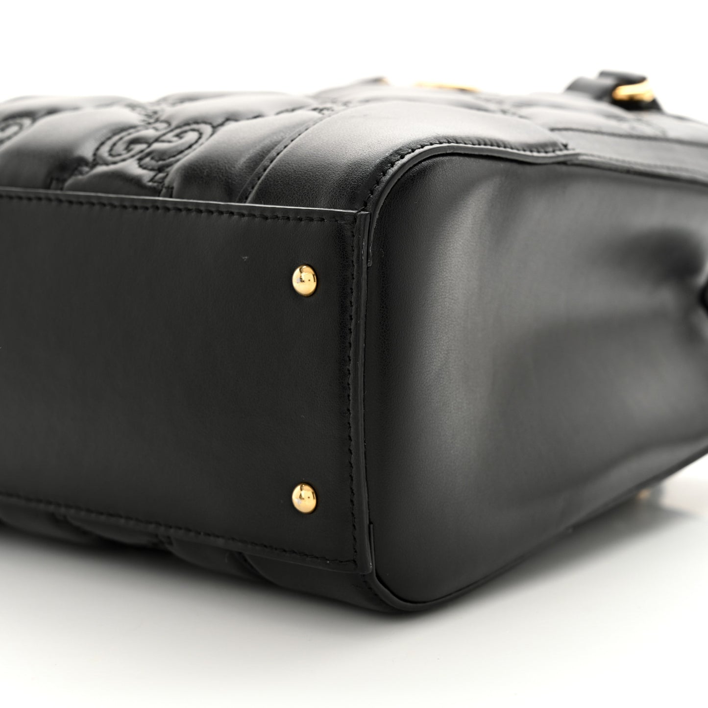 Calfskin GG Matelasse Mini Tote Bag Black Natural