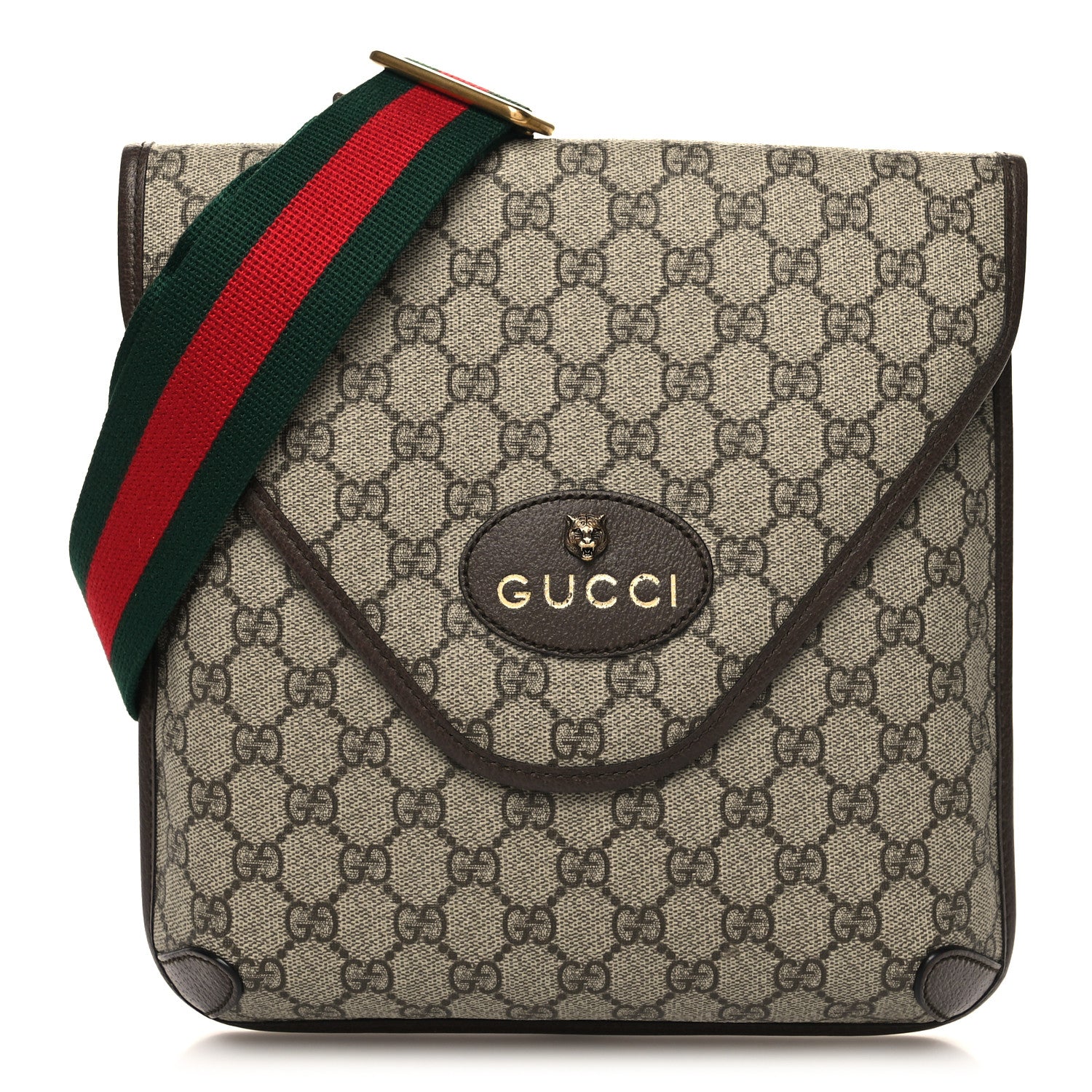 Gucci GG Supreme Monogram Web Medium Neo Vintage Flap Messenger Bag Beige New Acero 1 of 12