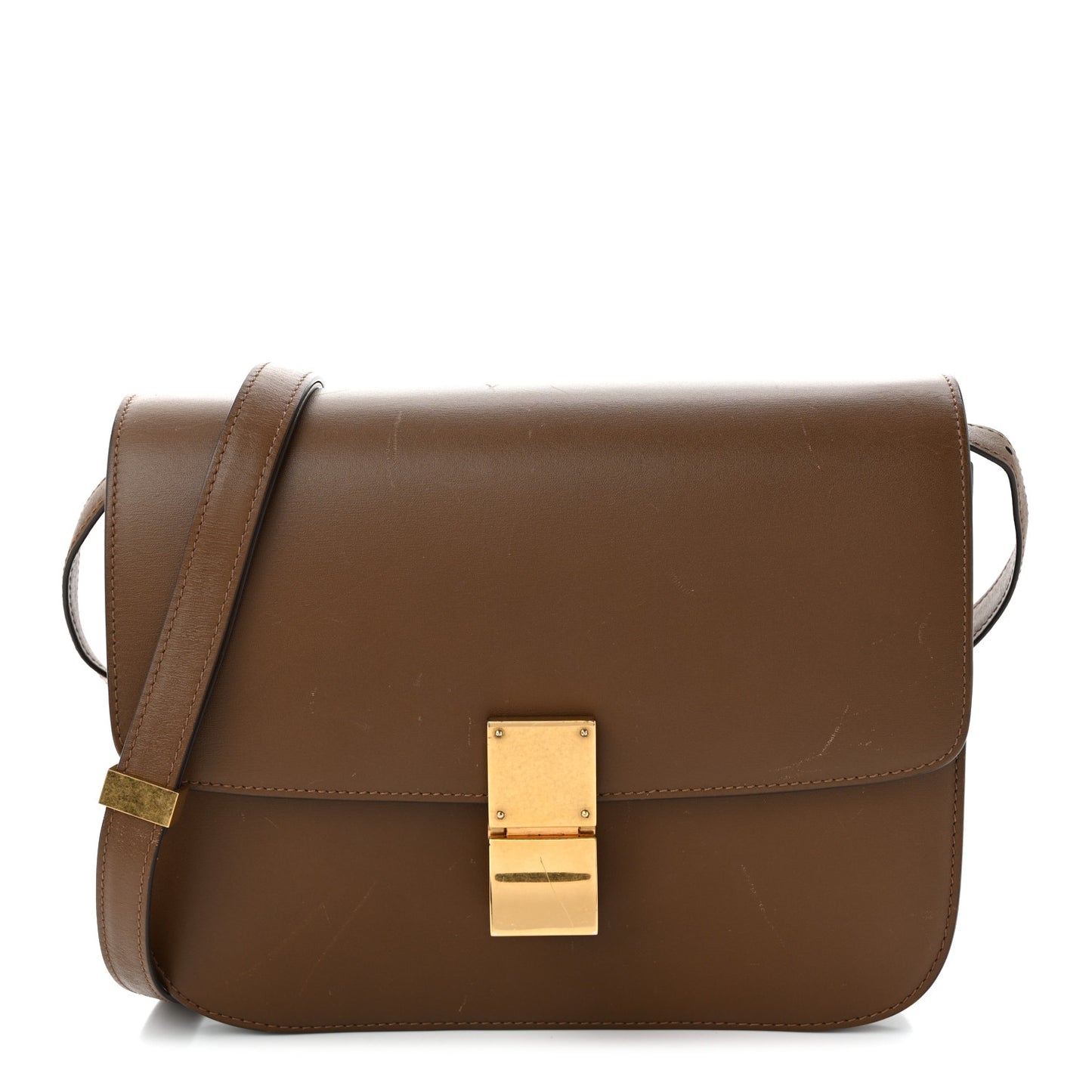 Box Calfskin Medium Classic Box Flap Bag Camel