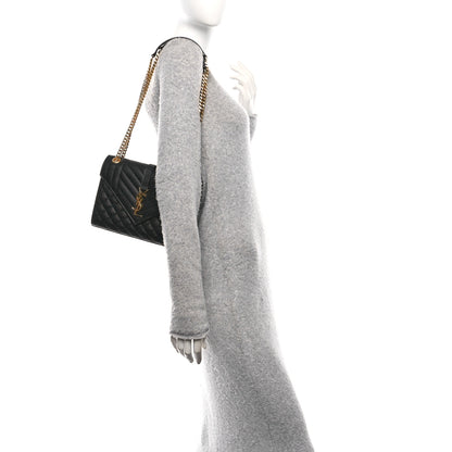 Saint Laurent Grain De Poudre Textured Mixed Matelasse Triquilt Medium Monogram Satchel Black 2 of 10