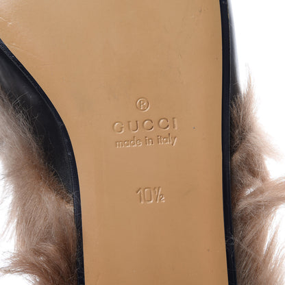 Gucci Calfskin Fur Mens Princetown Slippers 10.5 Black 6 of 10