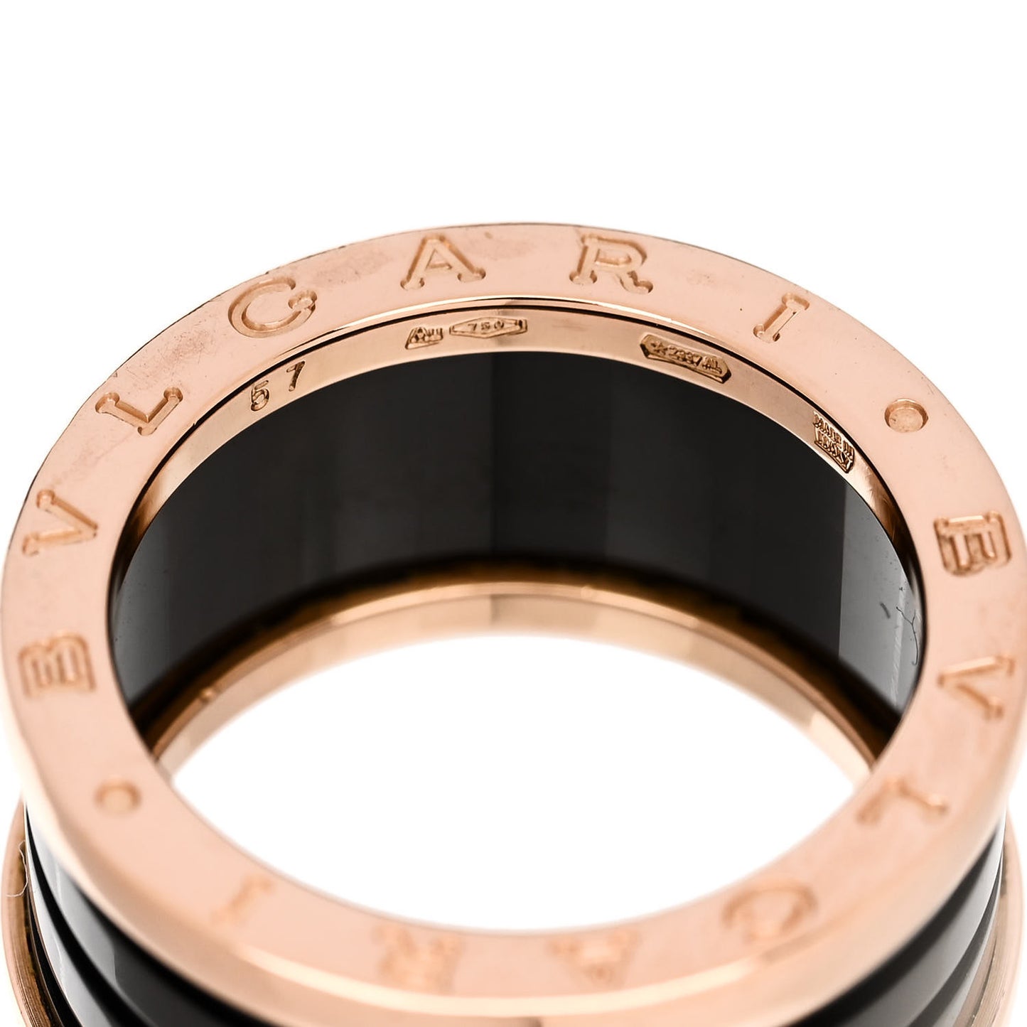 18K Rose Gold Black Ceramic B.Zero1 Four-Band Ring 57 8