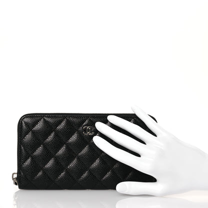 Chanel Caviar Quilted Large Gusset Zip Around Wallet Black 2 of 17