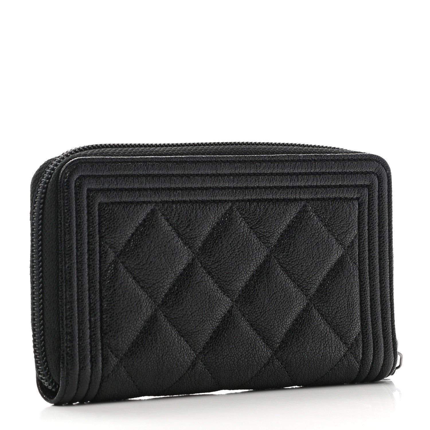 Chanel Caviar Quilted Small Boy Zip Around Wallet Black 3 of 8