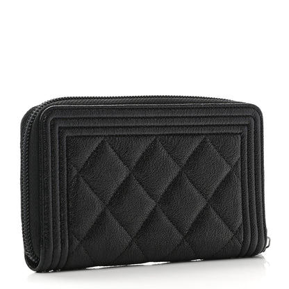 Chanel Caviar Quilted Small Boy Zip Around Wallet Black 3 of 8