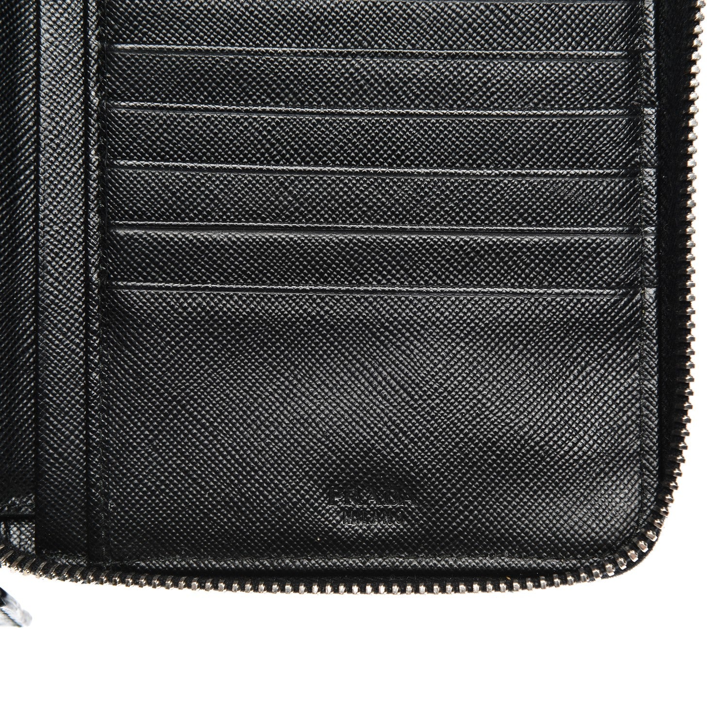 Prada Saffiano Large Zip Around Travel Wallet Nero Black 6 of 10