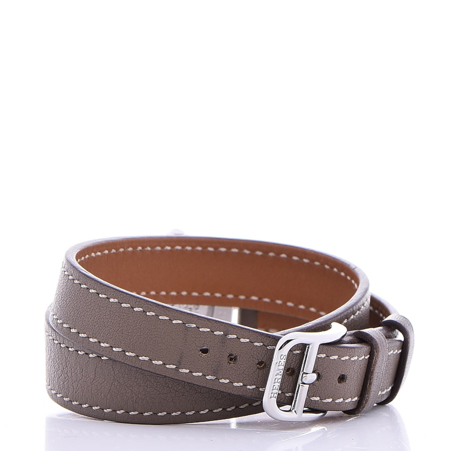 Hermes Stainless Steel Swift 26mm Cape Cod Tonneau Double Tour Quartz Watch Etoupe 4 of 9