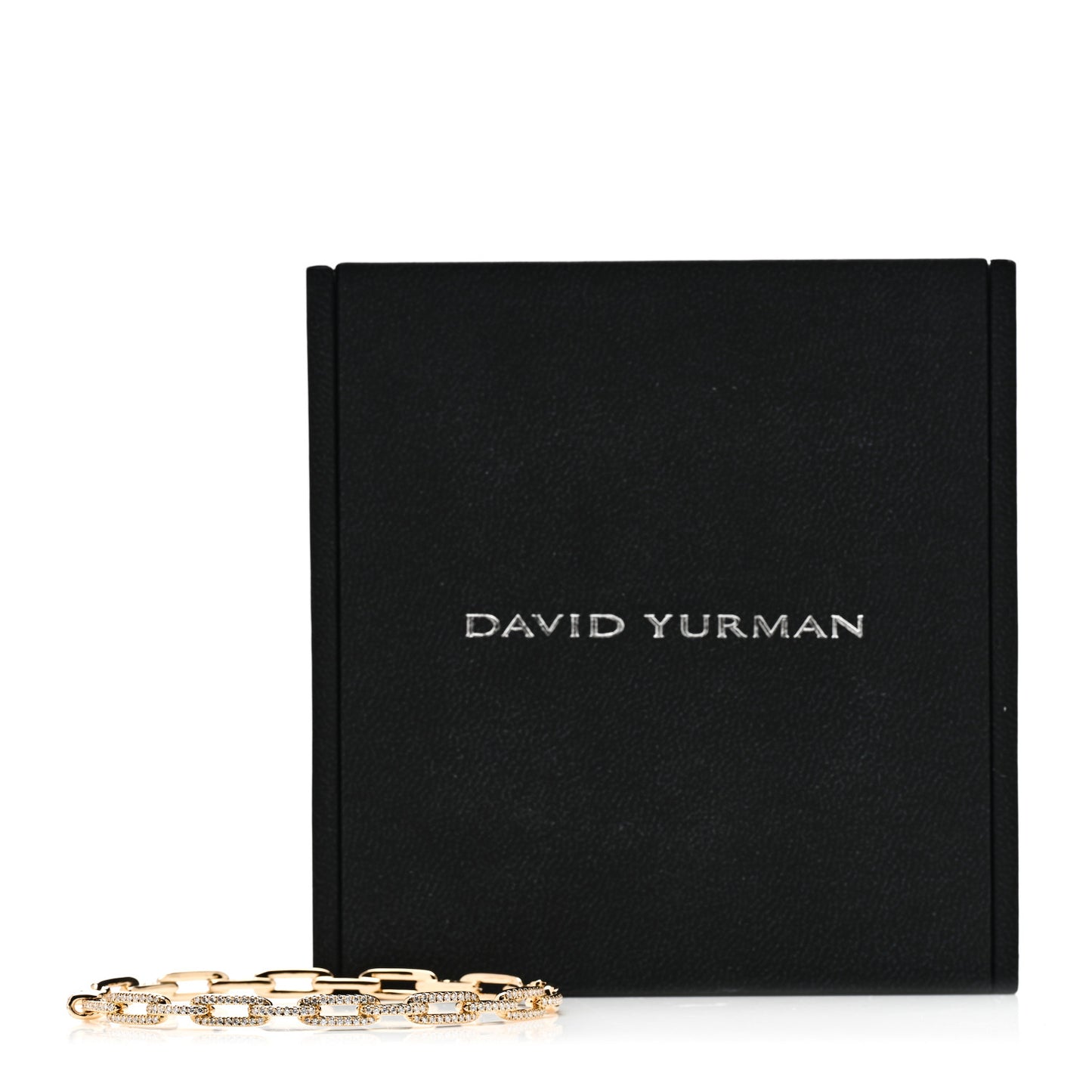 18K Yellow Gold Diamond 4mm Stax Chain Link Bracelet