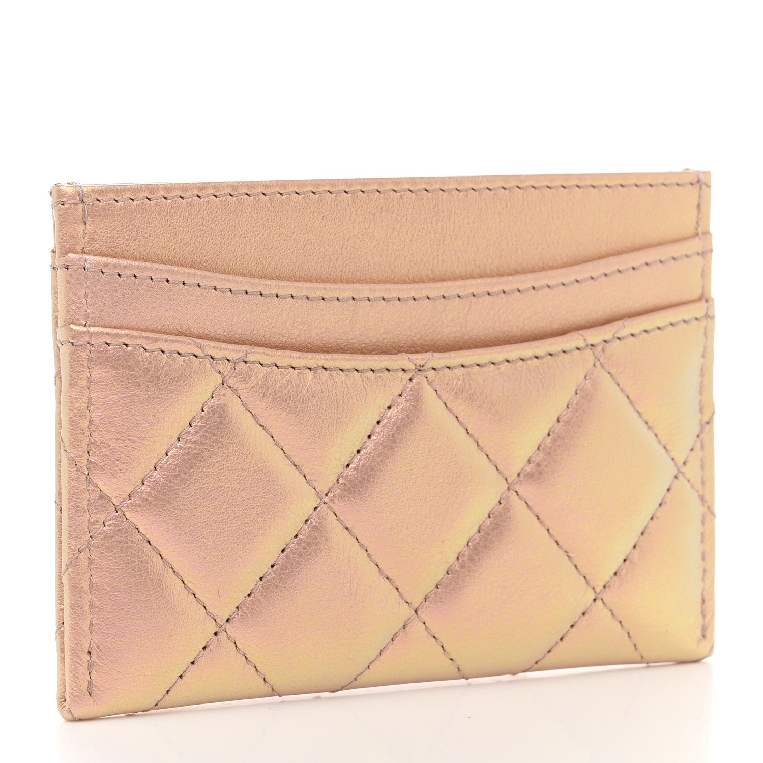 Chanel Iridescent Calfskin Quilted Card Holder Pink 3 of 9