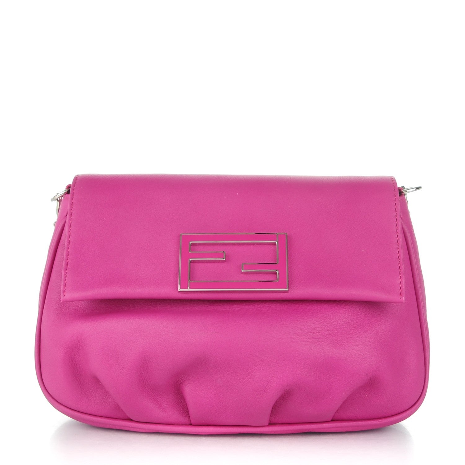 Fendi Vitello Flamingo Enamel Fendista Pouchette Crossbody Magenta 1 of 7