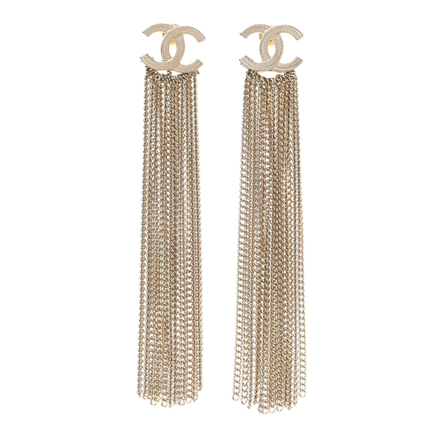 Metal CC Multi Strand Chain Drop Earrings Gold