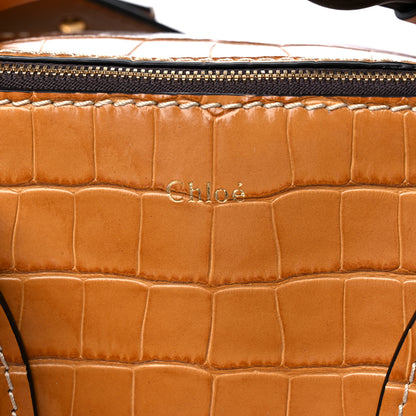 Chloe Calfskin Crocodile Embossed Small Daria Autumnal Brown 12 of 12