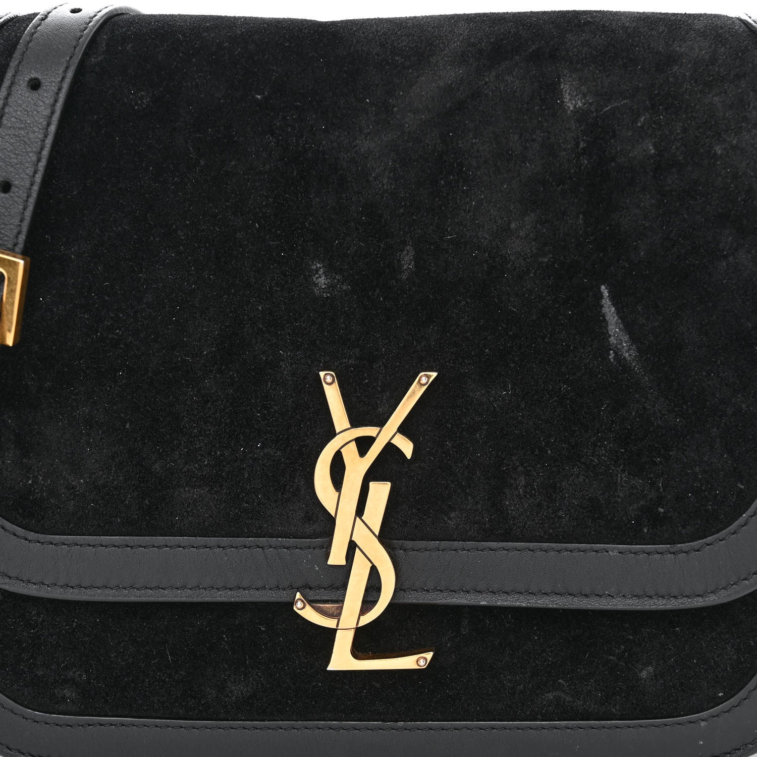Saint Laurent Suede Smooth Calfskin Monogram Medium Solferino Soft Satchel Black 8 of 16