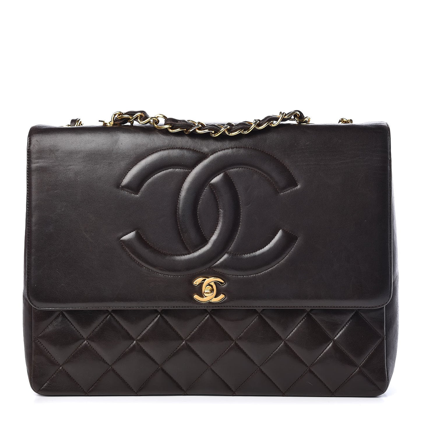 Lambskin XL Jumbo CC Single Flap Brown