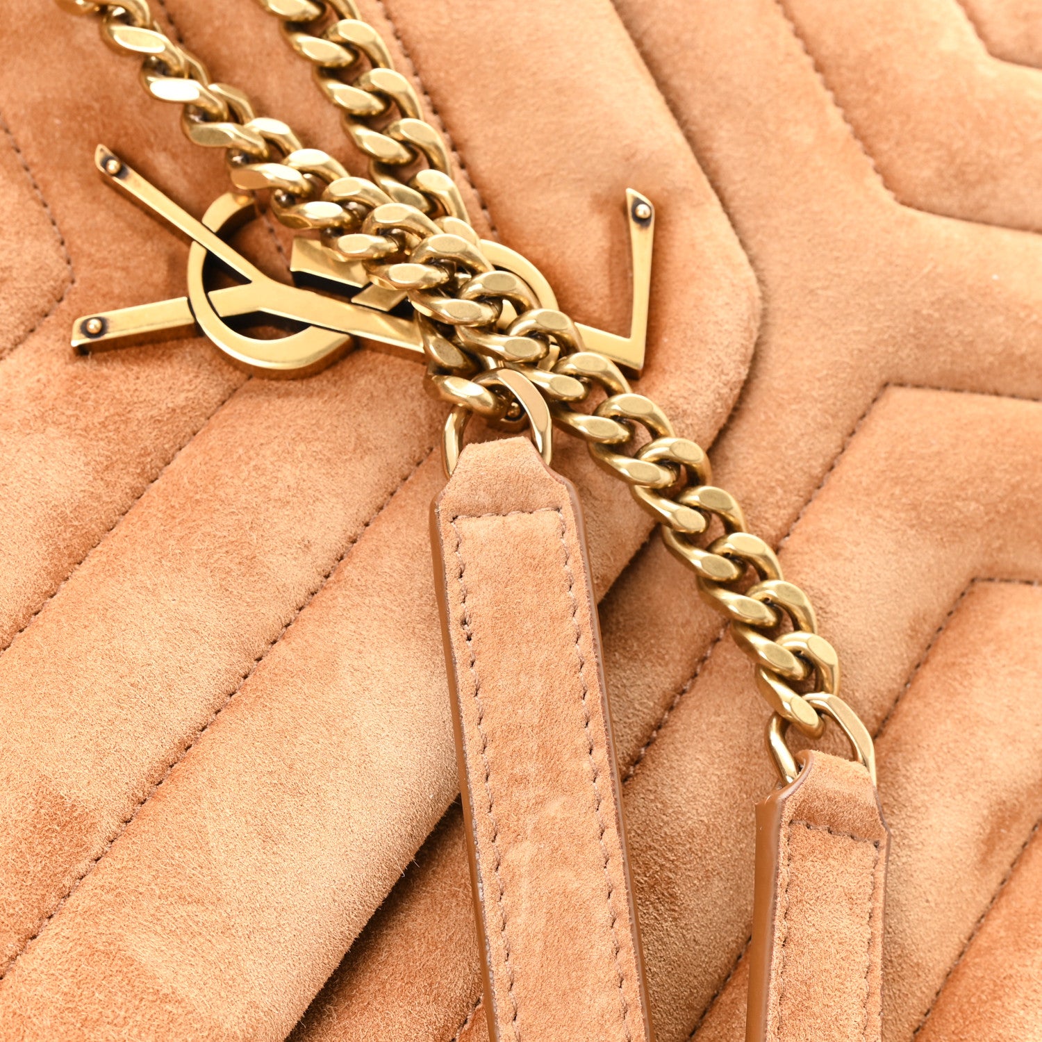 Saint Laurent Suede Y Quilted Monogram Medium Loulou Chain Satchel Cinnamon 11 of 11