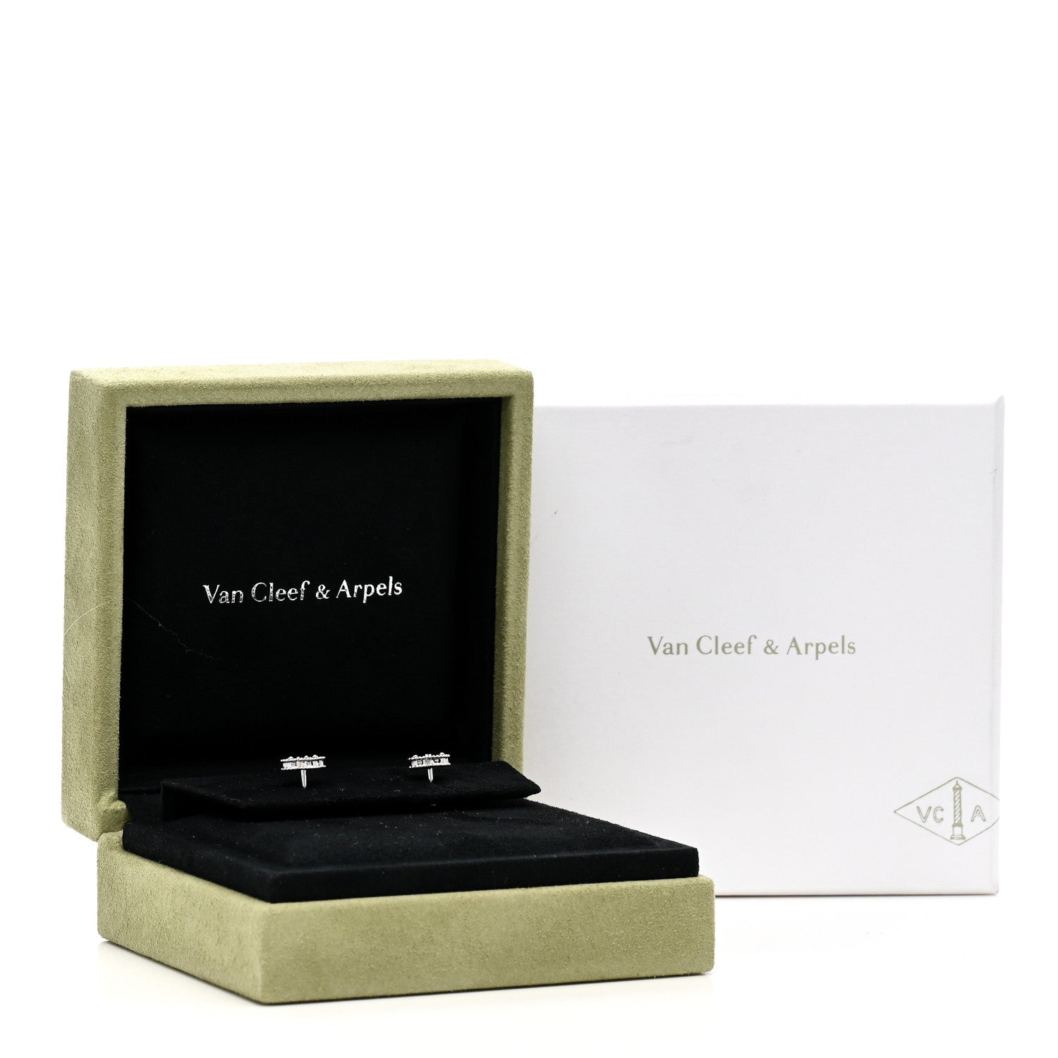 Van Cleef & Arpels 18K White Gold Turquoise Sweet Alhambra Earrings 5 of 5