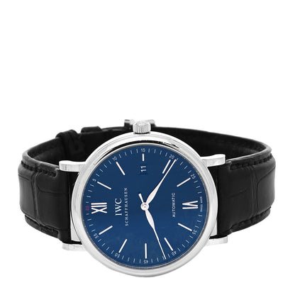 IWC Stainless Steel Alligator 40mm Portofino Automatic Watch Blue IW356502 2 of 5