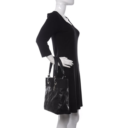 Chanel Coated Canvas Quilted Small Paris Biarritz Tote Black 2 of 10