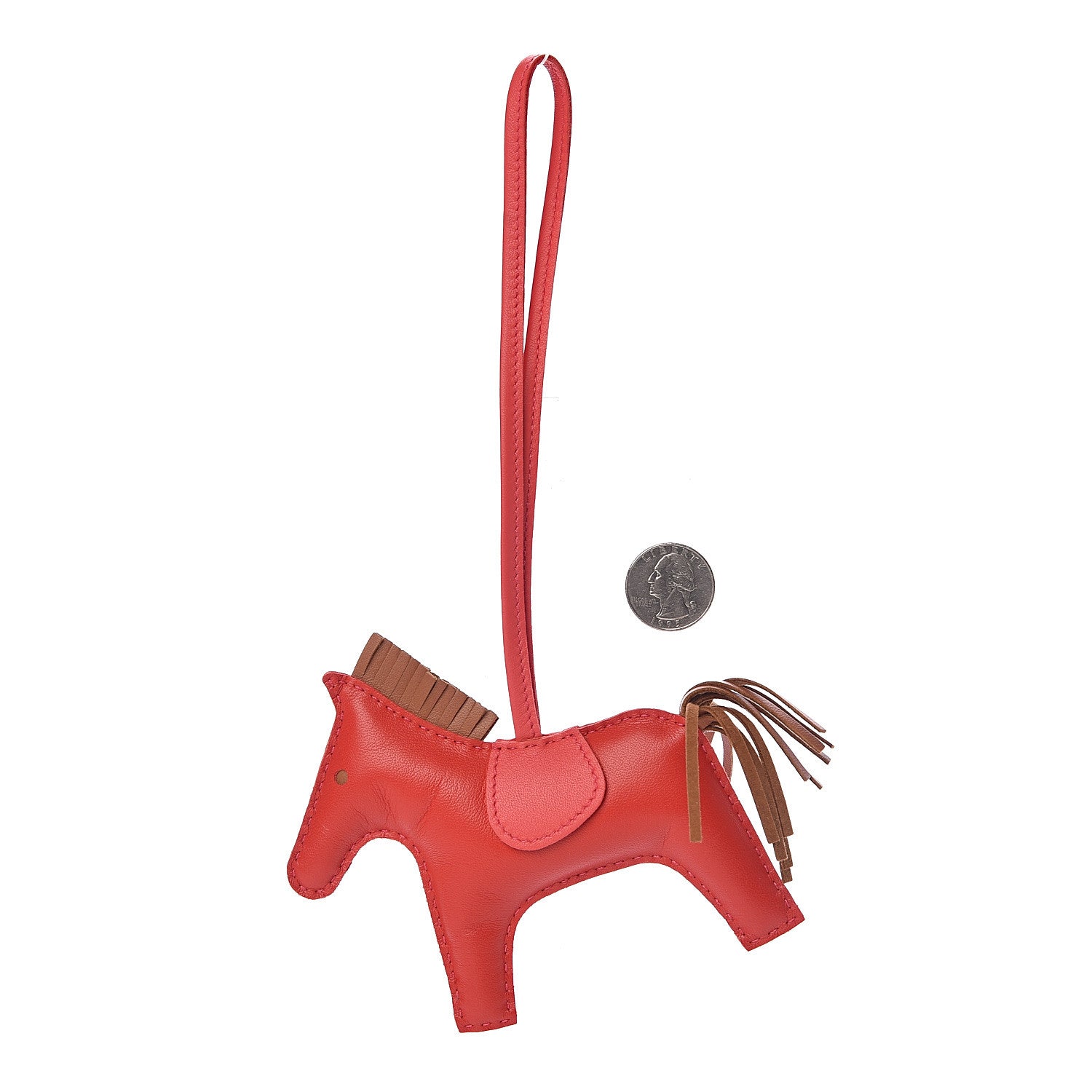 Hermes Milo Lambskin Grigri Rodeo Horse Bag Charm MM Rouge Indien Gold Bougainvillea 2 of 4