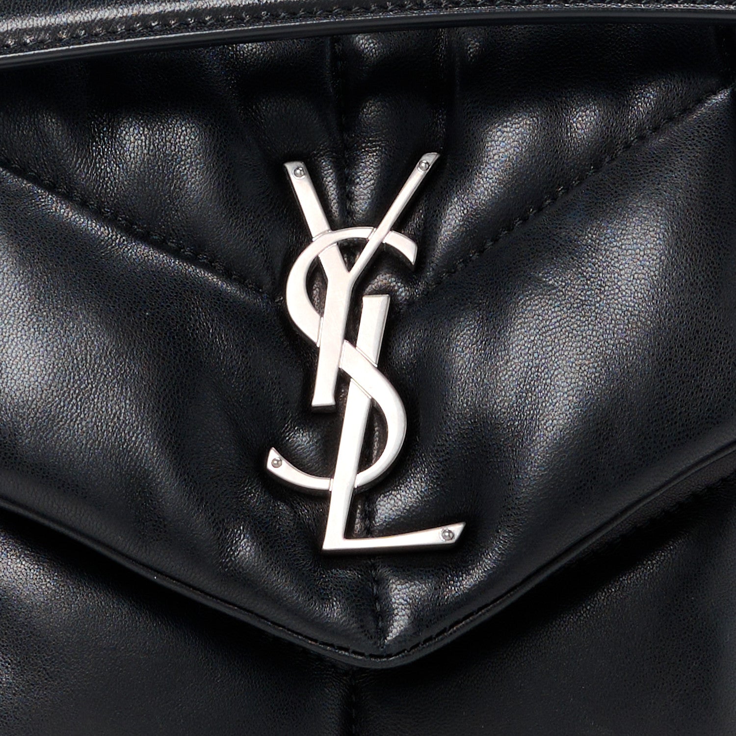Saint Laurent Lambskin Quilted Small Loulou Puffer Monogram Chain Satchel Black 11 of 15