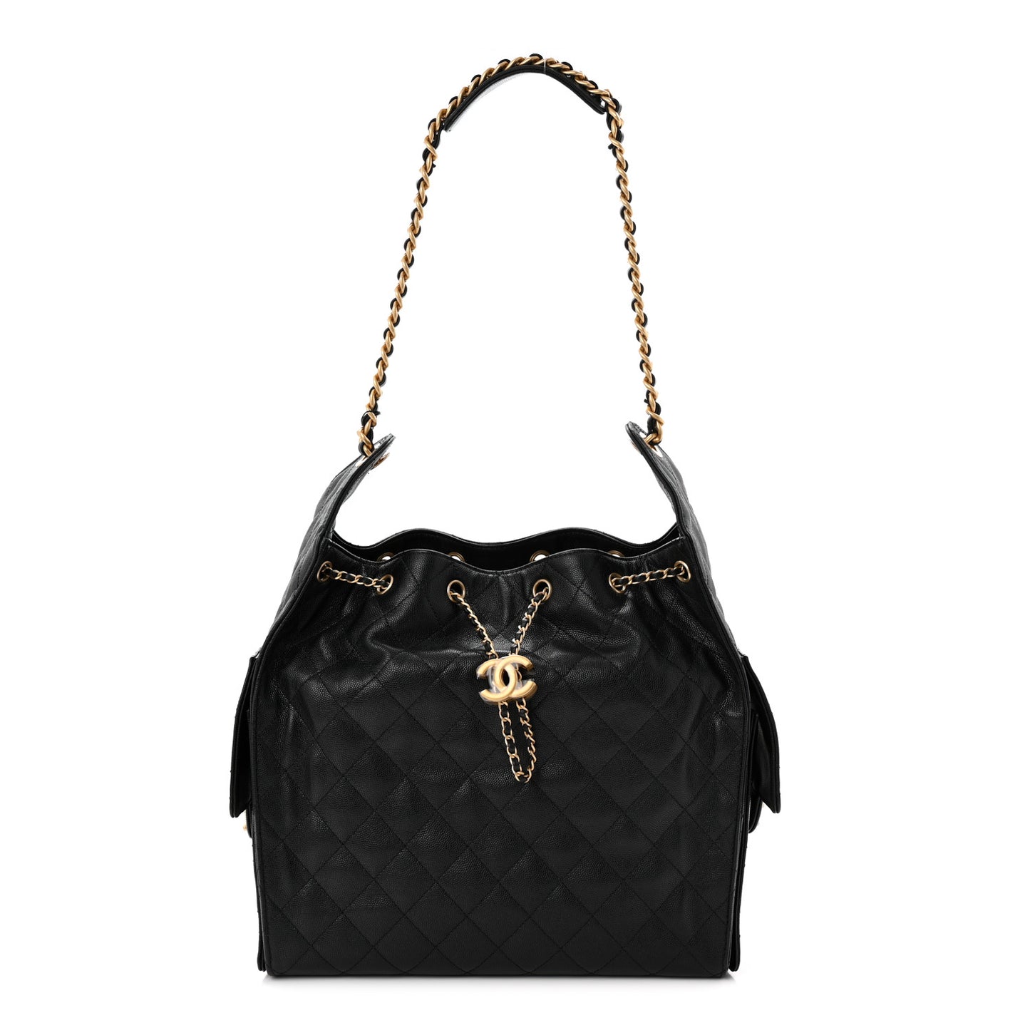Caviar Quilted Medium Chanel 25 Handbag Black