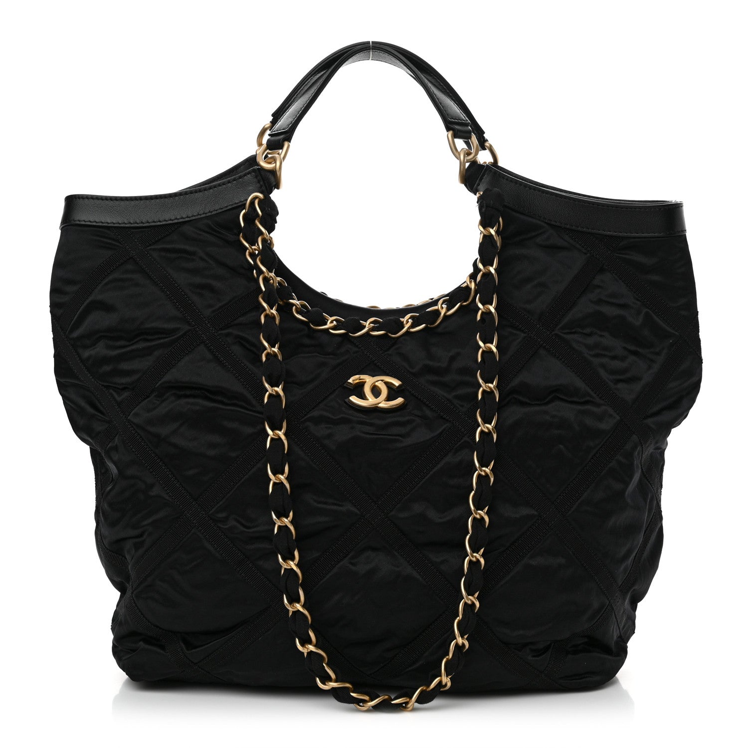 Chanel Nylon Grosgrain Quilted Lifestyle Shopping Tote Black 1 of 12