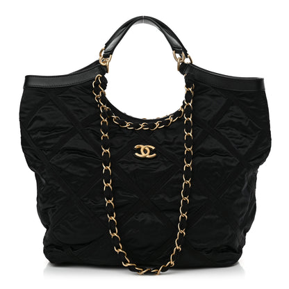 Chanel Nylon Grosgrain Quilted Lifestyle Shopping Tote Black 1 of 12
