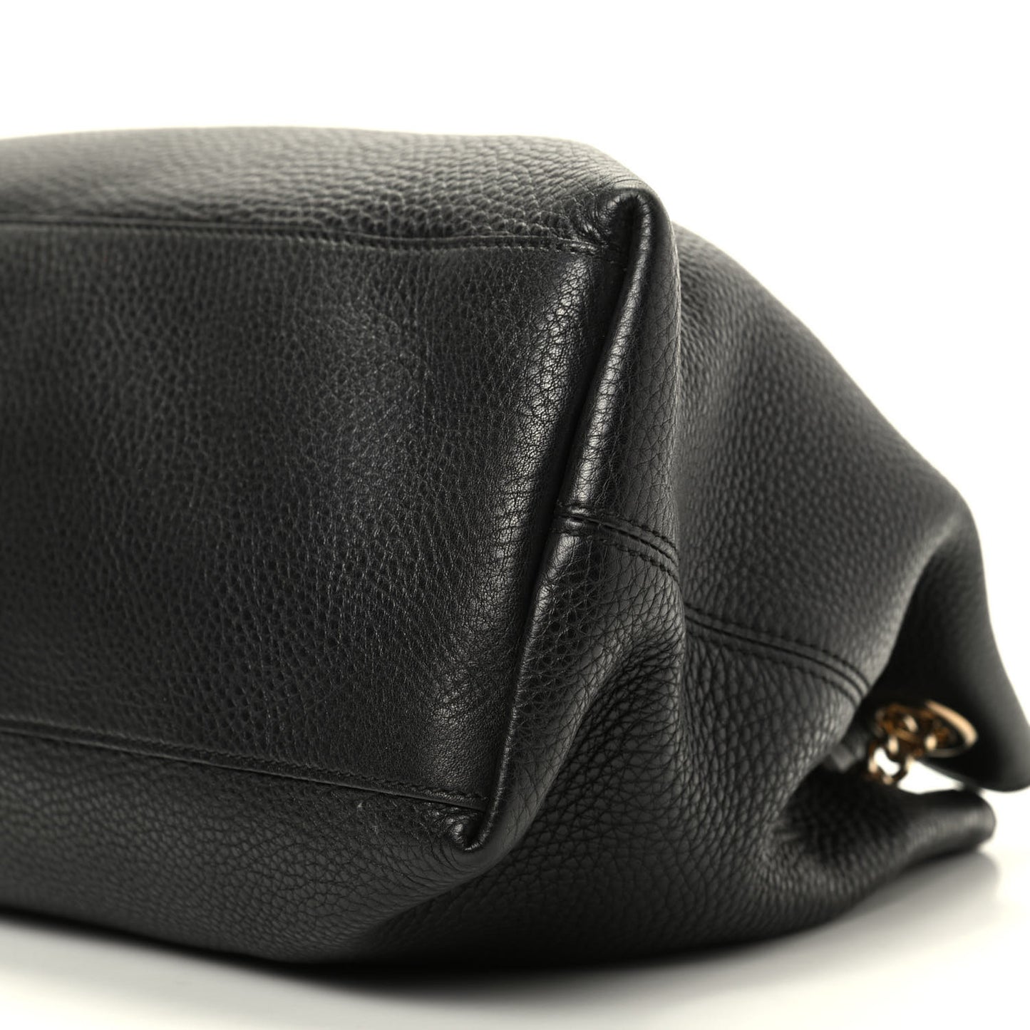 Pebbled Calfskin Medium Soho Chain Shoulder Bag Black