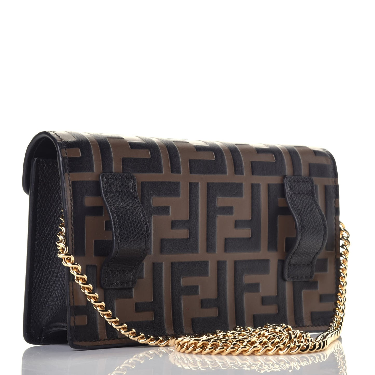 Vitello Cruise F is Fendi Bi-Color FF 1974 Embossed Envelope Belt Bag Maya Black