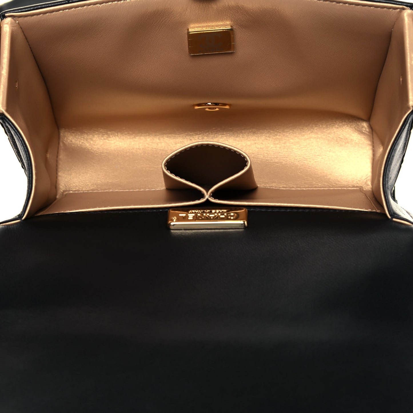 Lambskin Quilted Mini Golden Plate Flap Black