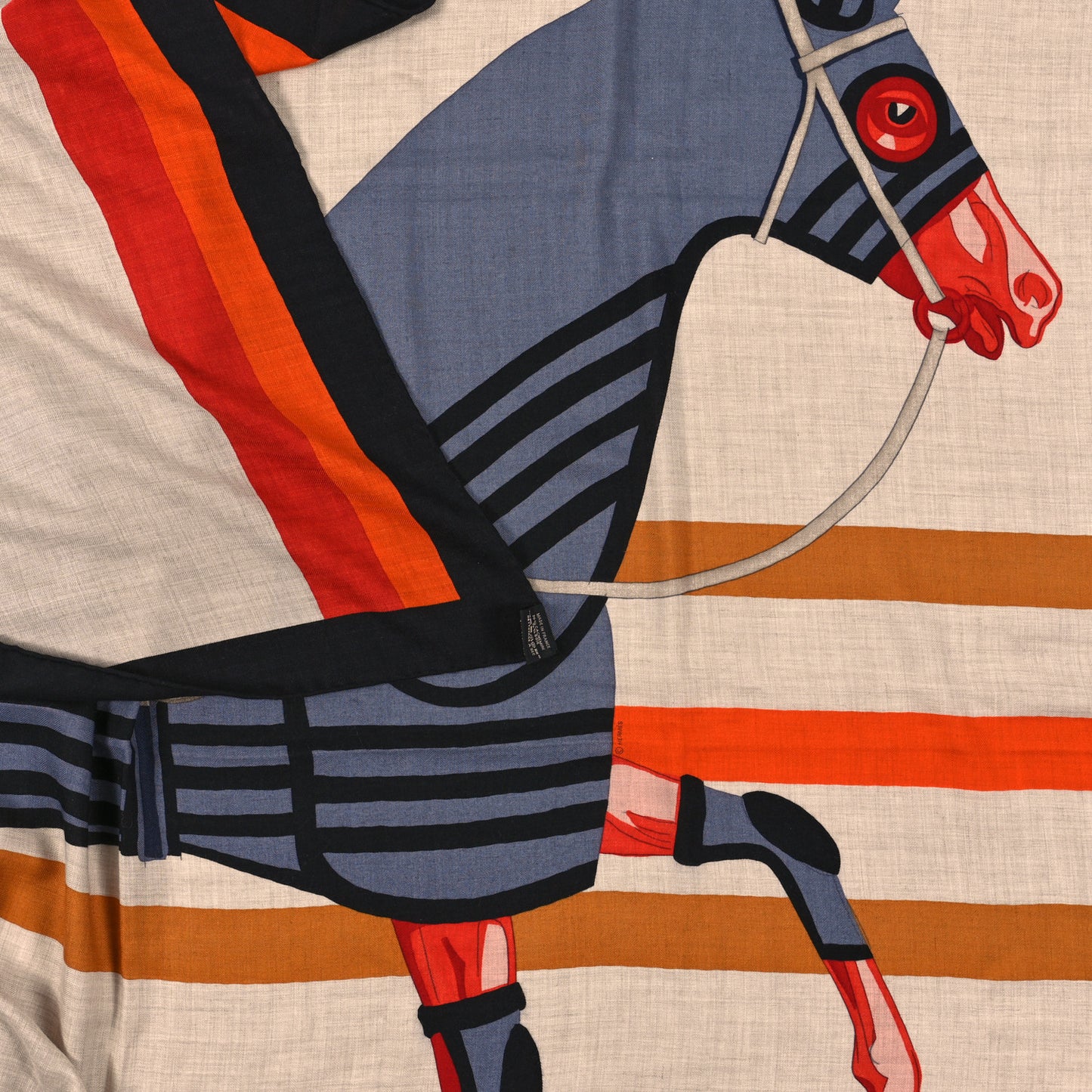 Cashmere Silk Cheval A La Couverture Shawl 140 Naturel Rouge Brique