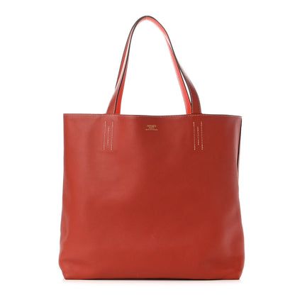 Hermes Taurillon Clemence Double Sens Reversible Tote Sanguine Rose Jaipur 1 of 14