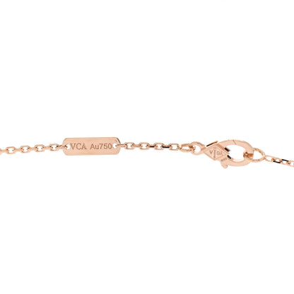 Van Cleef & Arpels 18K Rose Gold Diamond Pink Mother of Pearl Vintage Alhambra Pendant Necklace 4 of 7