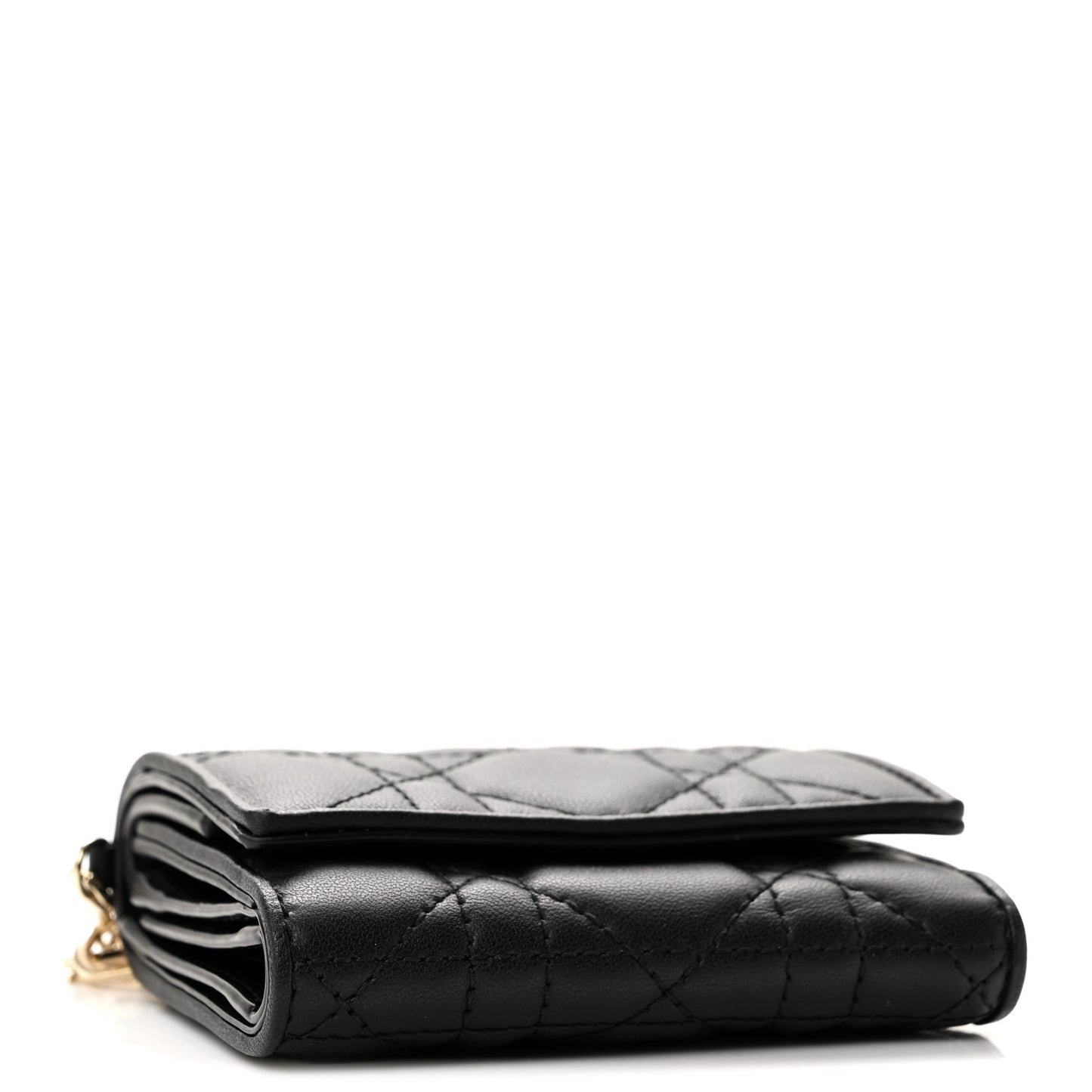 Lambskin Cannage Lady Dior Lotus Wallet Black