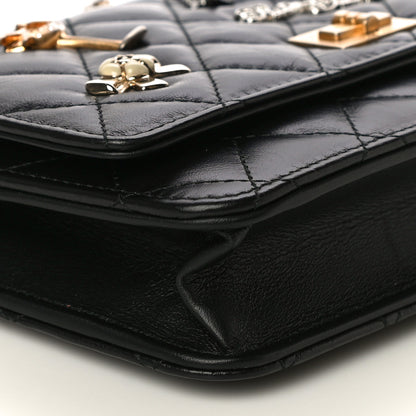 Chanel Aged Calfskin Quilted Lucky Charms 2.55 Reissue Wallet On Chain WOC Black 10 of 12