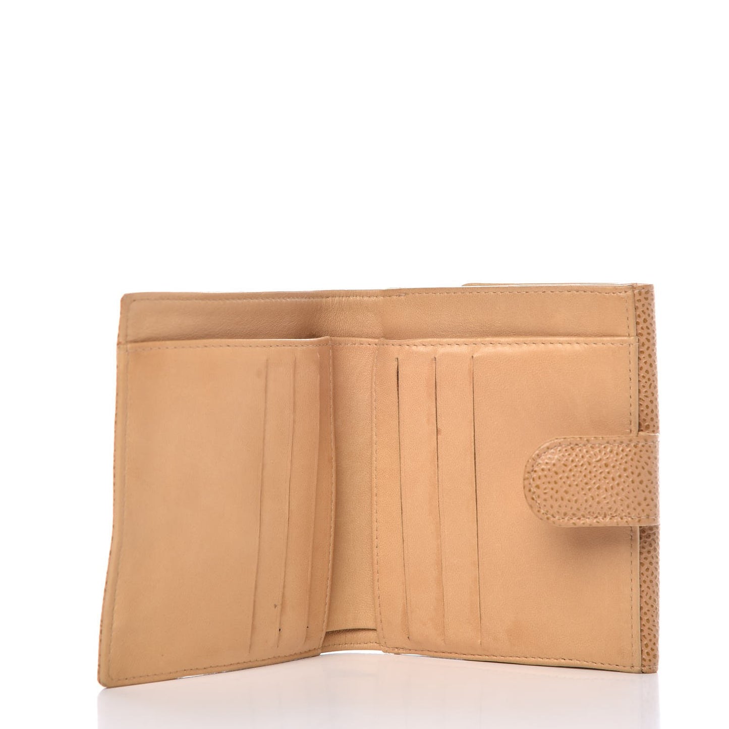 Caviar Timeless CC Compact French Wallet Beige