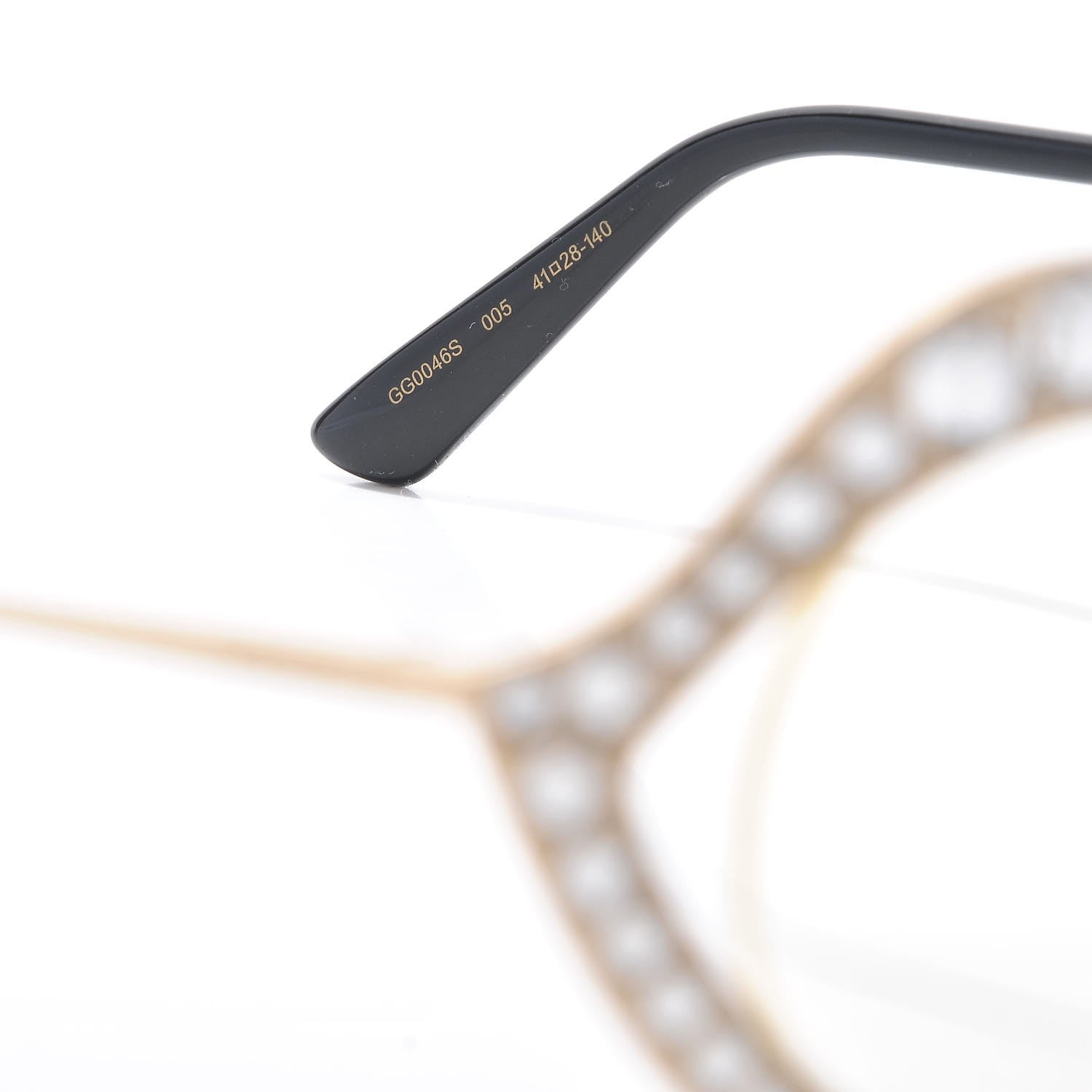 Gucci Metal Crystal Cat Eye Glasses GG0046/S Gold 5 of 7