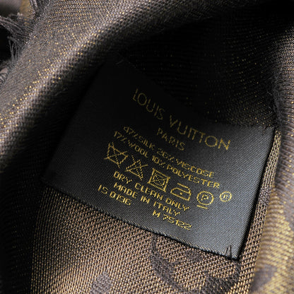 Louis Vuitton Silk Lurex Wool Monogram Shine Shawl Brown 4 of 4