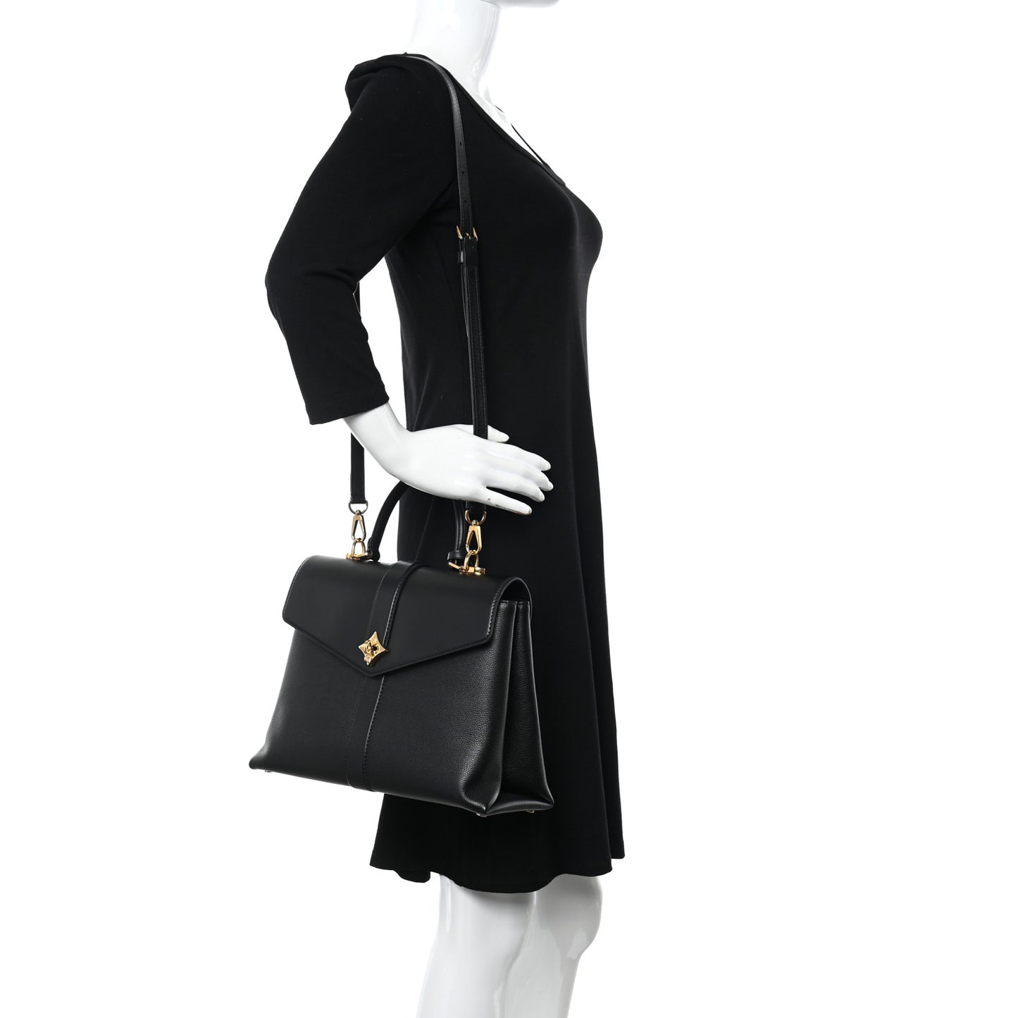 Grained Smooth Calfskin Rose Des Vents MM Black