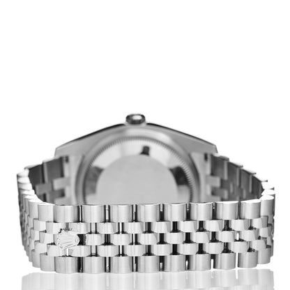 Rolex Stainless Steel 18K White Gold Diamond 36mm Oyster Perpetual Datejust Watch Rhodium Waves 116244 4 of 7