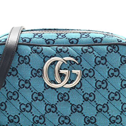 Gucci Monogram Multicolor Matelasse Diagonal Small GG Marmont Chain Shoulder Bag Light Blue 10 of 10