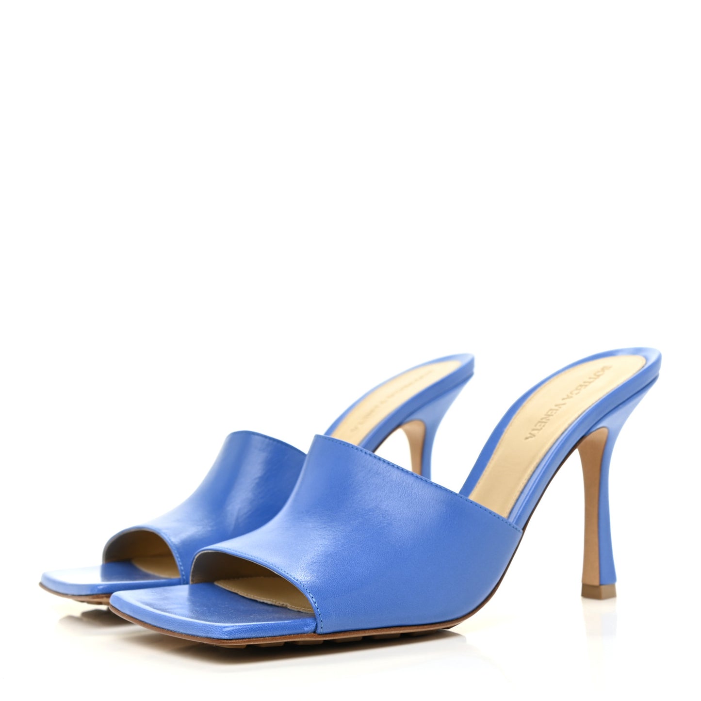 Lambskin Stretch Mule Sandals 39 Aquarium