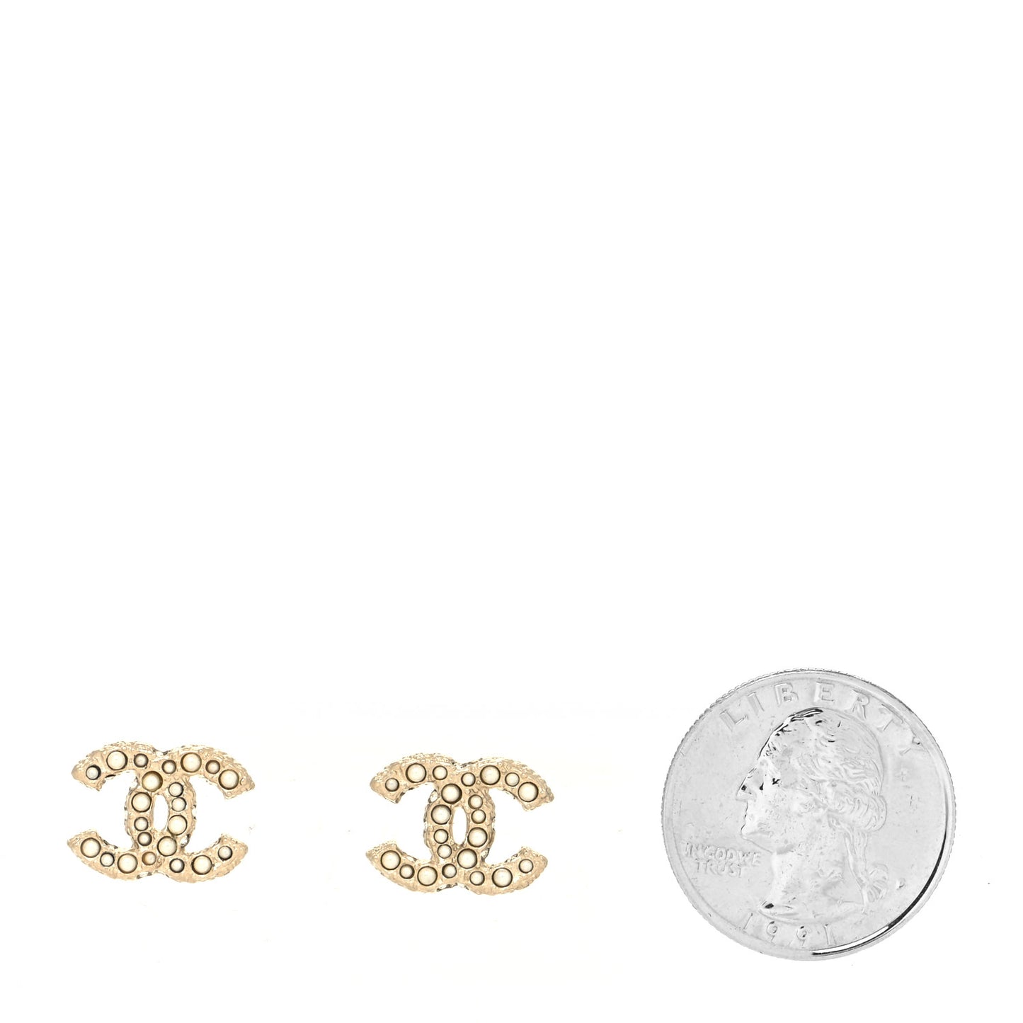 Metal Graduated Pearl Crystal CC Earrings Light Gold
