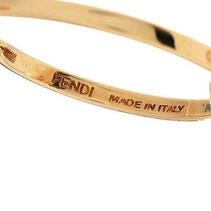 Fendi Metal Pearl Logo Hoop Drop Earrings Gold 4 of 5