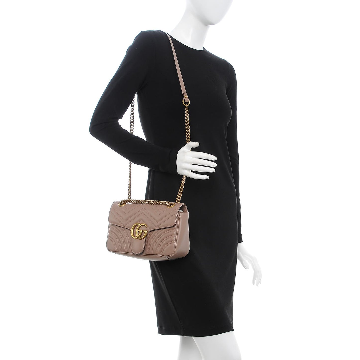 Calfskin Matelasse Small GG Marmont Shoulder Bag Porcelain Rose